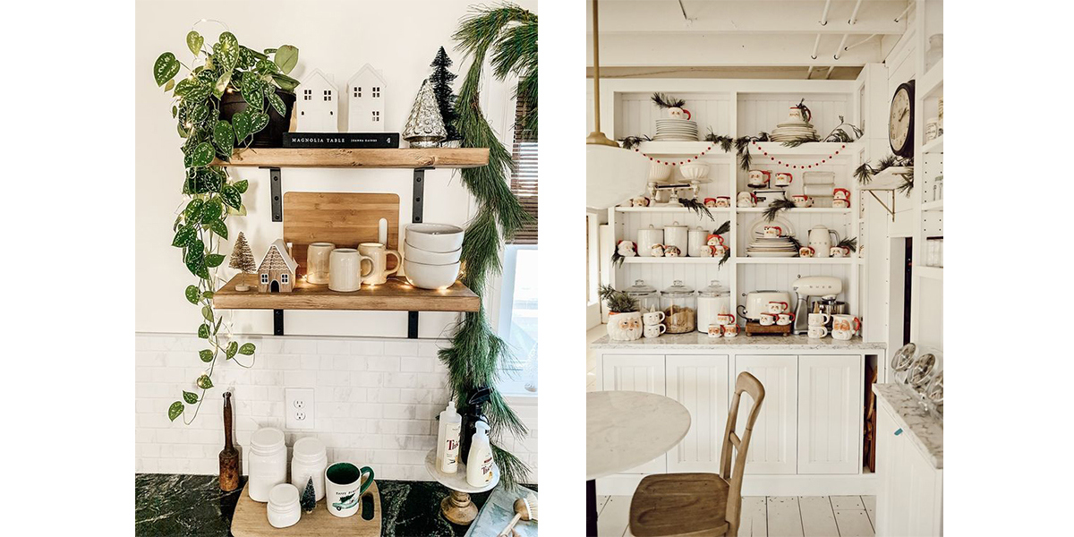 Holiday kitchen shelves